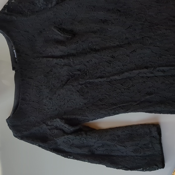 Sequin hearts black lace dress size small 3/4 sleeve - Picture 3 of 9